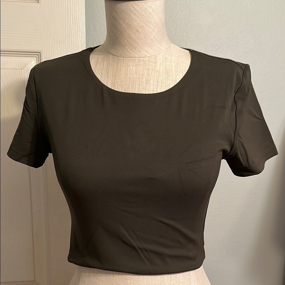 CRZ YOGA Green Fitted Crop T-Shirt